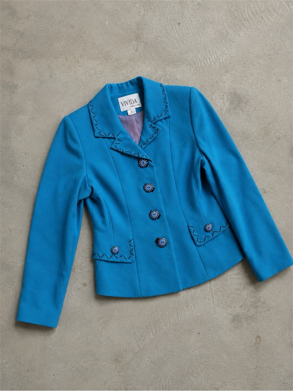 Vintage Blue Embroidered Blazer Jacket